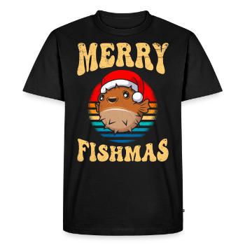 Merry Fishmas Angler Aquariophile Aquarium - T-shirt Premium bio Homme - noir - Devant - Nico (187cm)