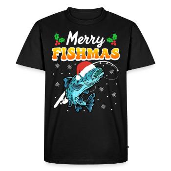 Joyeux pêcheur Angler Ange de Noël - T-shirt Premium bio Homme - noir - Devant - Nico (187cm)