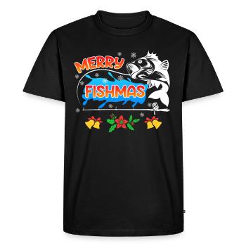 Pêcheur Noël Pêche Joyeux Poissons - T-shirt Premium bio Homme - noir - Devant - Nico (187cm)
