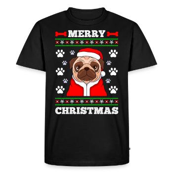 Joyeux Noël Carlin Chien Pug Propriétaire Chien - T-shirt Premium bio Homme - noir - Devant - Nico (187cm)