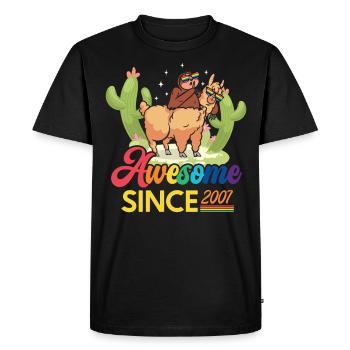 Awesome Since 2007 Year of Birth Sheep Anniversary - Men's Premium Organic T-Shirt - black - Front - Nico (187cm)