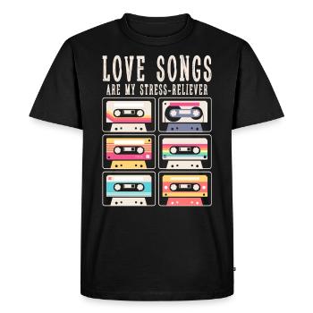Les chansons d’amour sont mon anti-stress - T-shirt Premium bio Homme - noir - Devant - Nico (187cm)
