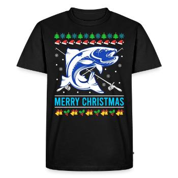 Joyeux poisson de Noël moche - T-shirt Premium bio Homme - noir - Devant - Nico (187cm)