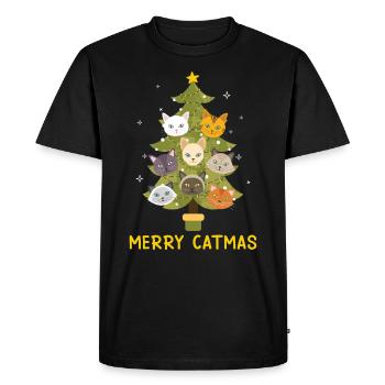 Arbre de Noël Merry Catmas Cats - T-shirt Premium bio Homme - noir - Devant - Nico (187cm)