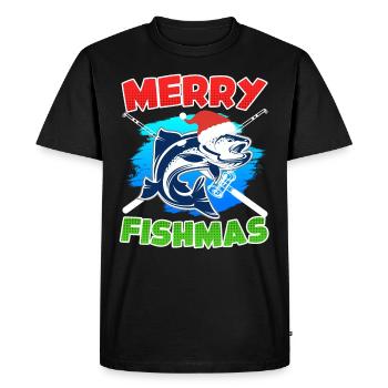 Joyeux poisson Pêche - T-shirt Premium bio Homme - noir - Devant - Nico (187cm)