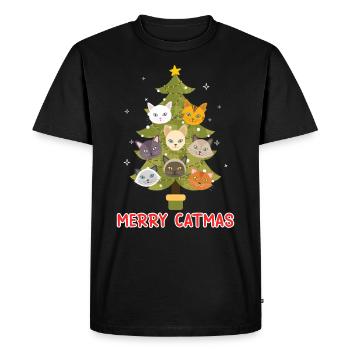 Arbre de Noël Merry Catmas Cats - T-shirt Premium bio Homme - noir - Devant - Nico (187cm)