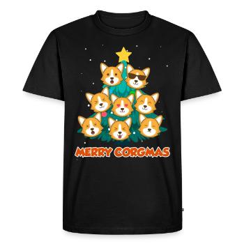 Joyeux Corgmas Chiens Noël Welsh Corgi - T-shirt Premium bio Homme - noir - Devant - Nico (187cm)