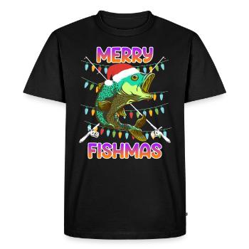 Pêcheur Noël Joyeux poisson Poisson - T-shirt Premium bio Homme - noir - Devant - Nico (187cm)