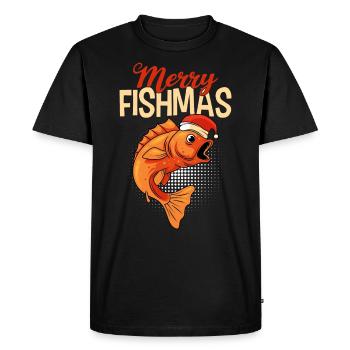 Joyeux pêcheur Angler Ange de Noël - T-shirt Premium bio Homme - noir - Devant - Nico (187cm)