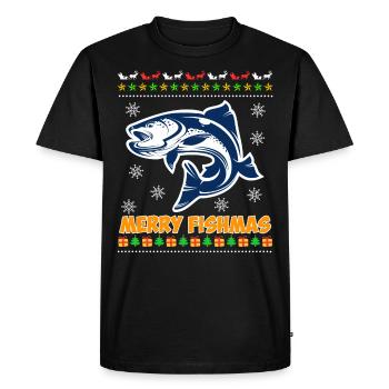 Ange Noël Joyeux Poissonnier Pêcheur - T-shirt Premium bio Homme - noir - Devant - Nico (187cm)