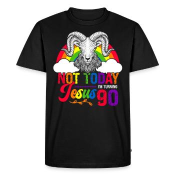 Not today Jesus I will be 90 Rainbow sheep - Men's Premium Organic T-Shirt - black - Front - Nico (187cm)