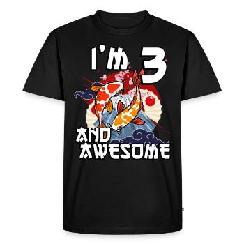 J’ai 3 ans et super carpe japonaise koi - T-shirt Premium bio Homme - noir - Devant - Nico (187cm)