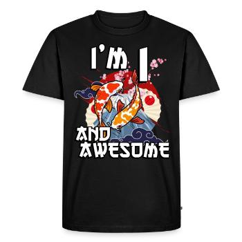 Je suis 1 et super carpe japonaise koi - T-shirt Premium bio Homme - noir - Devant - Nico (187cm)