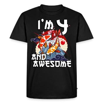 J’ai 4 ans et super carpe japonaise koi - T-shirt Premium bio Homme - noir - Devant - Nico (187cm)