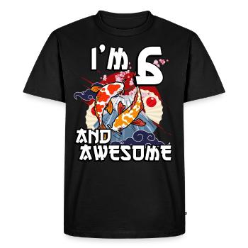 J’ai 6 ans et super carpe japonaise koi - T-shirt Premium bio Homme - noir - Devant - Nico (187cm)