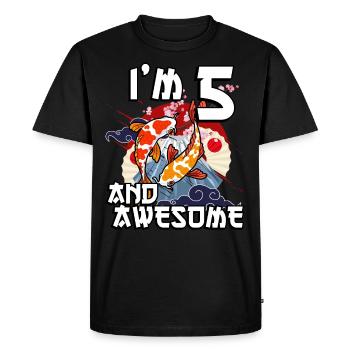J’ai 5 ans et super carpe japonaise koi - T-shirt Premium bio Homme - noir - Devant - Nico (187cm)