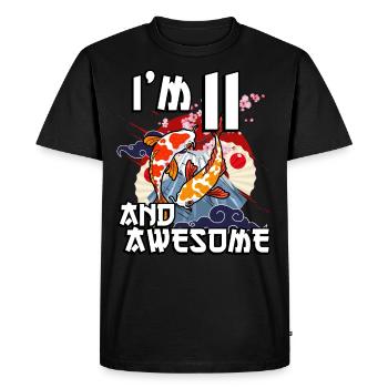 J’ai 11 ans et super carpe japonaise koi - T-shirt Premium bio Homme - noir - Devant - Nico (187cm)