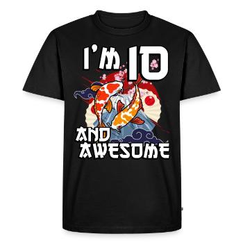 J’ai 10 ans et super carpe japonaise koi - T-shirt Premium bio Homme - noir - Devant - Nico (187cm)