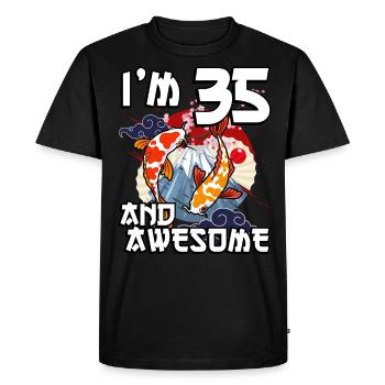 J’ai 35 ans et j’ai une carpe japonaise géniale - T-shirt Premium bio Homme - noir - Devant - Nico (187cm)