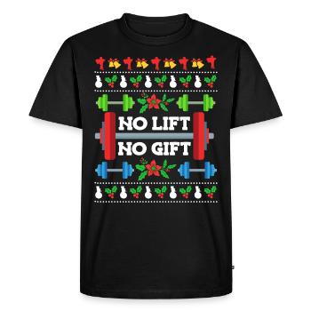 Weight Training Trainer No Lift no Gift Dumbbell - Men's Premium Organic T-Shirt - black - Front - Nico (187cm)