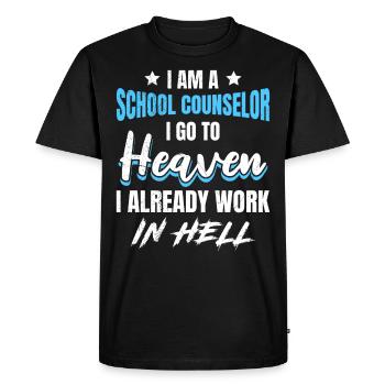 Je travaille en enfer Compagnon d’école - T-shirt Premium bio Homme - noir - Devant - Nico (187cm)