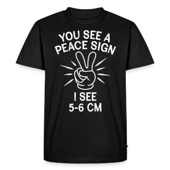 Vous voyez une Paix Je vois 5-6 cm sage-femme - T-shirt Premium bio Homme - noir - Devant - Nico (187cm)