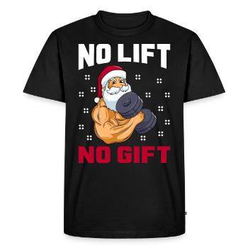 St. Nicholas with dumbbells No Lift no Gift - Men's Premium Organic T-Shirt - black - Front - Nico (187cm)