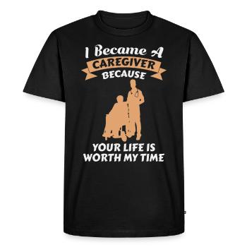 Votre vie est importante pour moi Je suis infirmière gériatrique - T-shirt Premium bio Homme - noir - Devant - Nico (187cm)