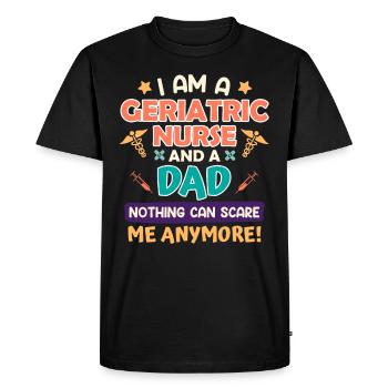 Rien ne peut me faire peur Papa & infirmière gériatrique - T-shirt Premium bio Homme - noir - Devant - Nico (187cm)