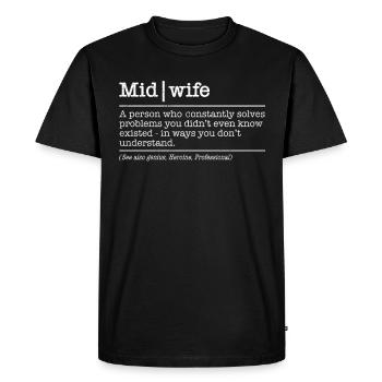 Profession de sage-femme Définition Sage-femme Merci - T-shirt Premium bio Homme - noir - Devant - Nico (187cm)