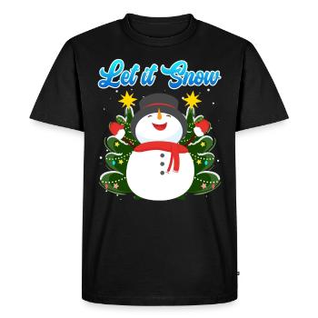 Let it Snow Snowman Noël - T-shirt Premium bio Homme - noir - Devant - Nico (187cm)