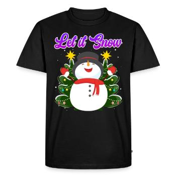 Let it Snow Snowman Noël - T-shirt Premium bio Homme - noir - Devant - Nico (187cm)
