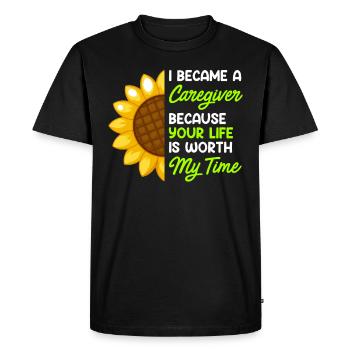Votre vie compte Infirmière soignante - T-shirt Premium bio Homme - noir - Devant - Nico (187cm)