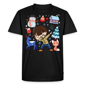Dabbed Young Snow Deer Winter Temperate - Men's Premium Organic T-Shirt - black - Front - Nico (187cm)