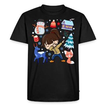 Spotted Girls Snow Deer Winter Temperate - Men's Premium Organic T-Shirt - black - Front - Nico (187cm)