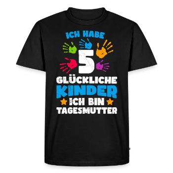 J’ai 5 enfants heureux, je suis assistante maternelle - T-shirt Premium bio Homme - noir - Devant - Nico (187cm)