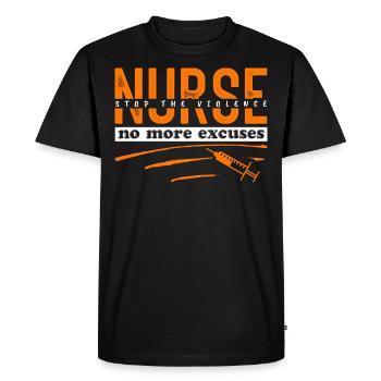 Pas d’excuse que je sois l’infirmière - T-shirt Premium bio Homme - noir - Devant - Nico (187cm)