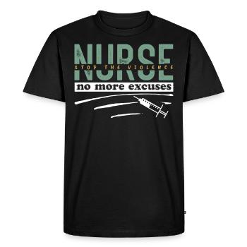 Pas d’excuse que je sois l’infirmière - T-shirt Premium bio Homme - noir - Devant - Nico (187cm)