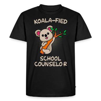 Koala Qualified School Companion - Men's Premium Organic T-Shirt - black - Front - Nico (187cm)