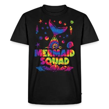 Mermaid Squad Seashell coloré Tie Dye - T-shirt Premium bio Homme - noir - Devant - Nico (187cm)