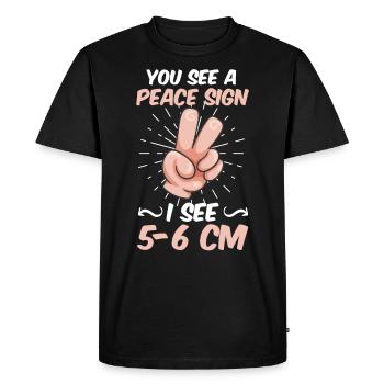 You see a Peace I see 5-6 cm midwife - Men's Premium Organic T-Shirt - black - Front - Nico (187cm)