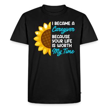 Votre vie compte Infirmière soignante - T-shirt Premium bio Homme - noir - Devant - Nico (187cm)