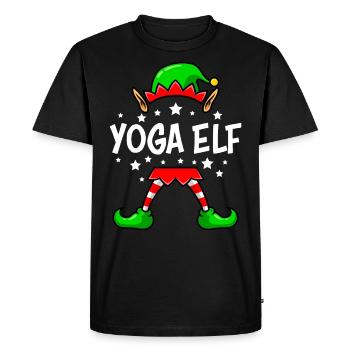 Professeur de yoga elfe de Noël Nicholas - T-shirt Premium bio Homme - noir - Devant - Nico (187cm)