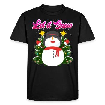 Let it Snow Snowman Noël - T-shirt Premium bio Homme - noir - Devant - Nico (187cm)