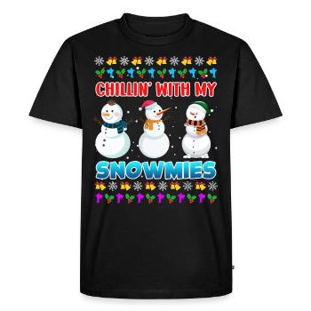 Chillin with my Snowmies funny snowman - Men's Premium Organic T-Shirt - black - Front - Nico (187cm)