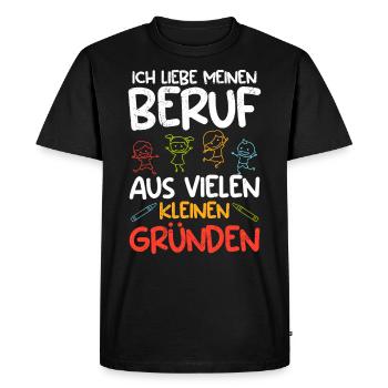 J’adore mon travail à la maternelle - T-shirt Premium bio Homme - noir - Devant - Nico (187cm)