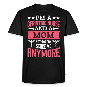 Rien ne peut me faire peur Je suis infirmière en gériatrie - T-shirt Premium bio Homme - noir - Devant - Nico (187cm)