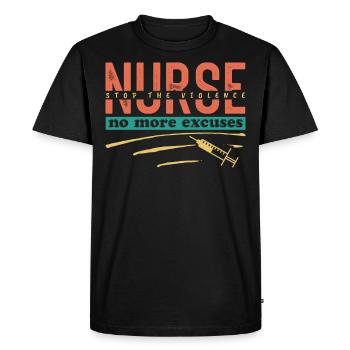 Pas d’excuse que je sois l’infirmière - T-shirt Premium bio Homme - noir - Devant - Nico (187cm)