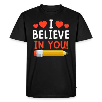 Maître Je crois en toi enseignant - T-shirt Premium bio Homme - noir - Devant - Nico (187cm)