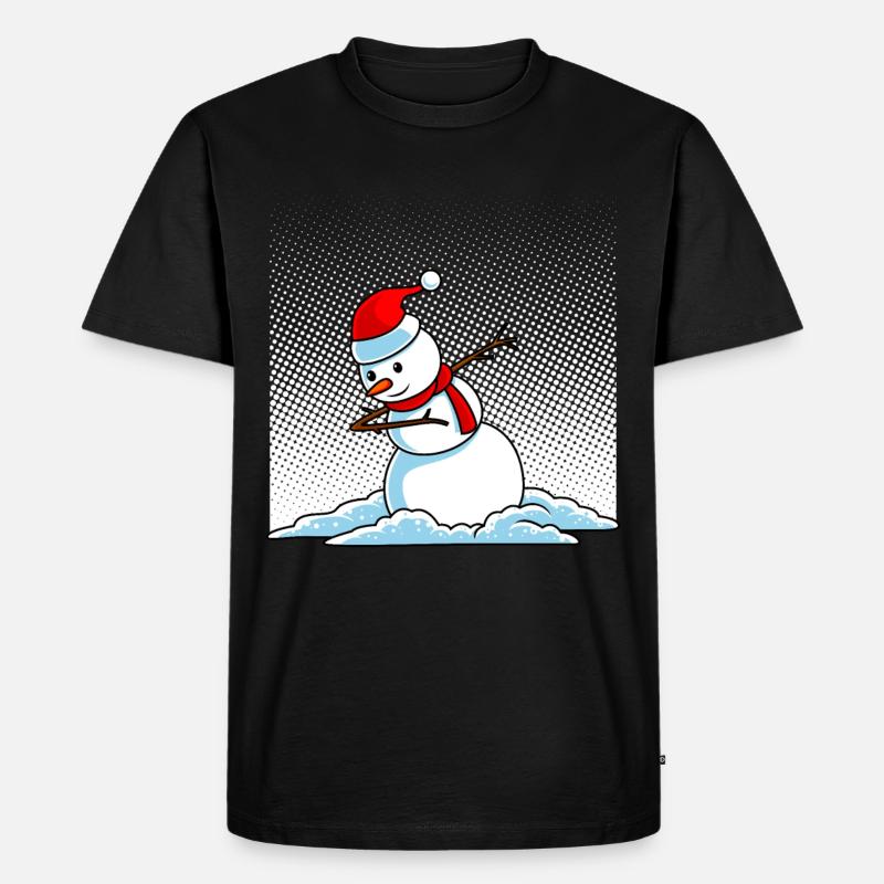 Dabbing Schneemann - Männer Premium Bio T-Shirt - Schwarz